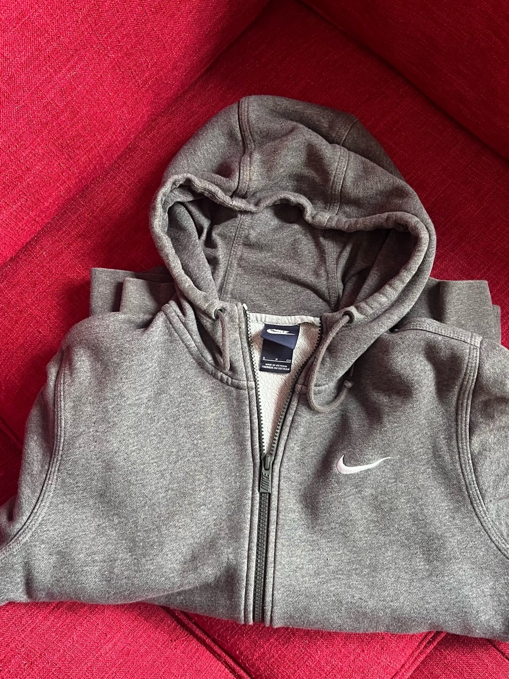 Nike Men’s Full-Zip Fleece Hoodie – Grey – Size Small